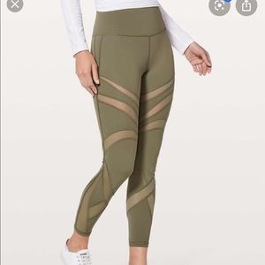 Lululemon wunder under mesh high rise green 12